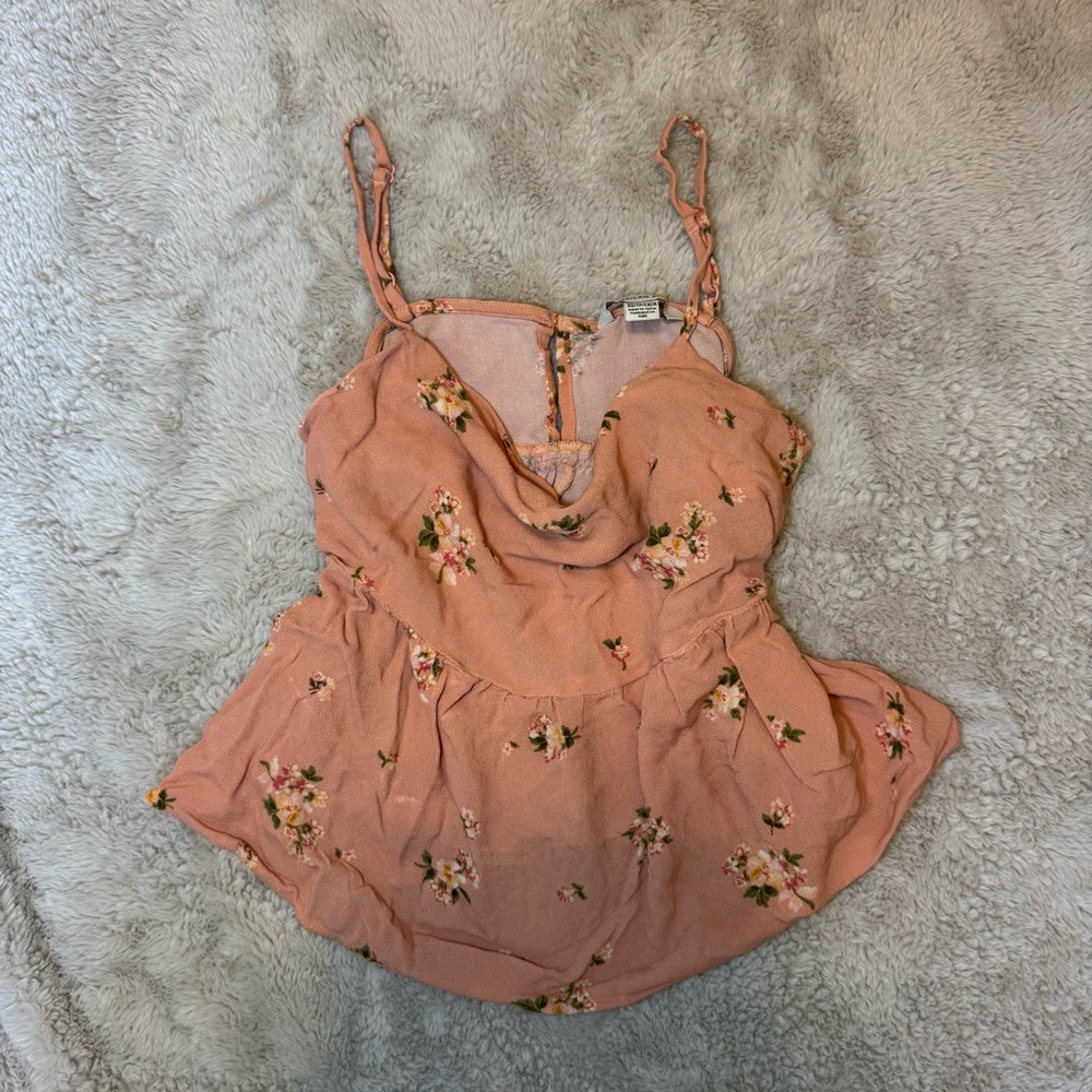 American Eagle Women’s Pink Floral Peplum Tank Top | Size XS